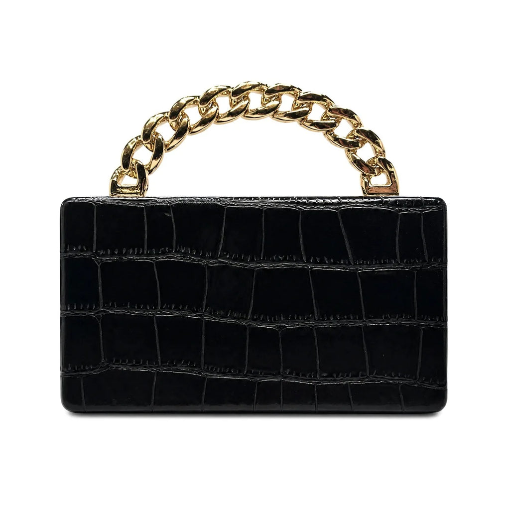 Emberly Crocodile-Embossed Clutch