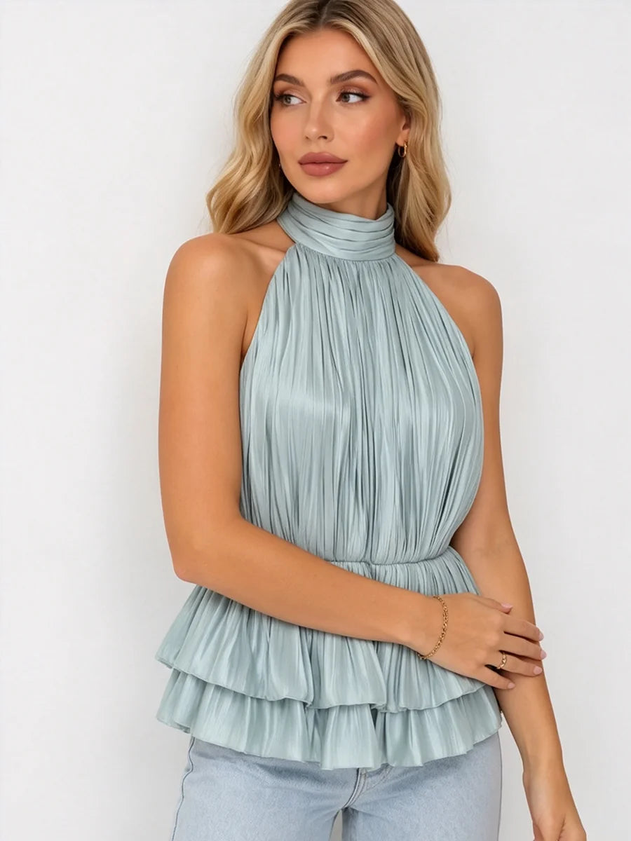Beatrice Halter Ruffle Tank