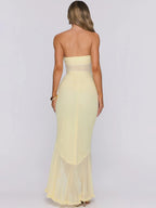 Ludivine Strapless Mesh Ruffle Gown