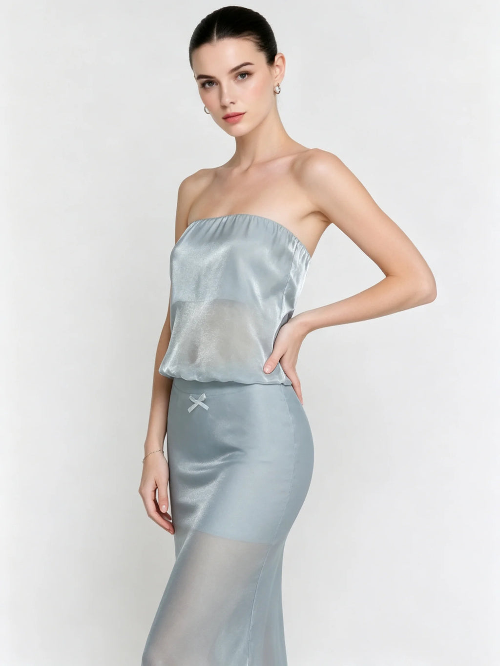 Ivy Satin Tube Top & Midi Skirt Set