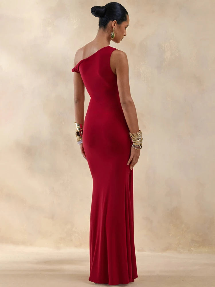 Palladia One-Shoulder Metal-Ring Mermaid Gown