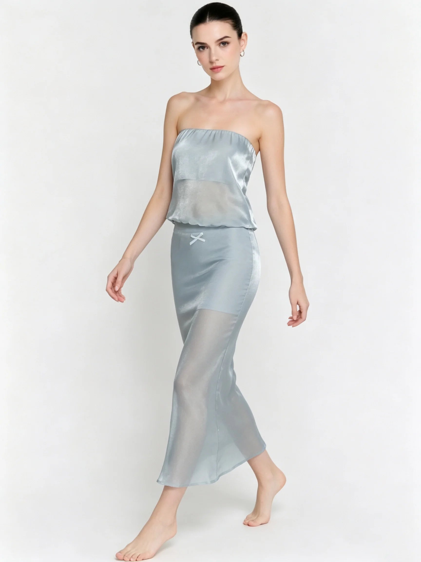 Ivy Satin Tube Top & Midi Skirt Set