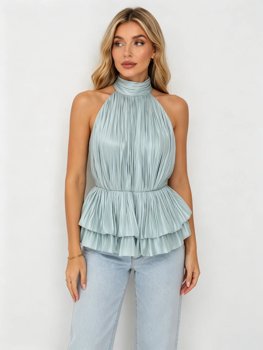 Beatrice Halter Ruffle Tank