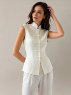 Clairemont Frog-Button Stand Collar Vest