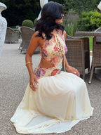 Rosetta Floral Lace-Up Maxi Dress
