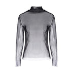 Averie Sheer Mesh Turtleneck Blouse