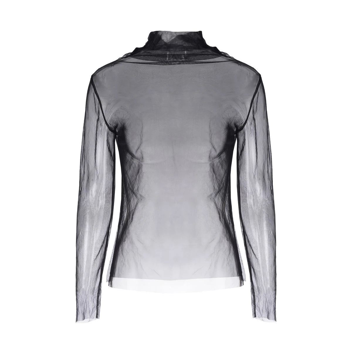 Averie Sheer Mesh Turtleneck Blouse