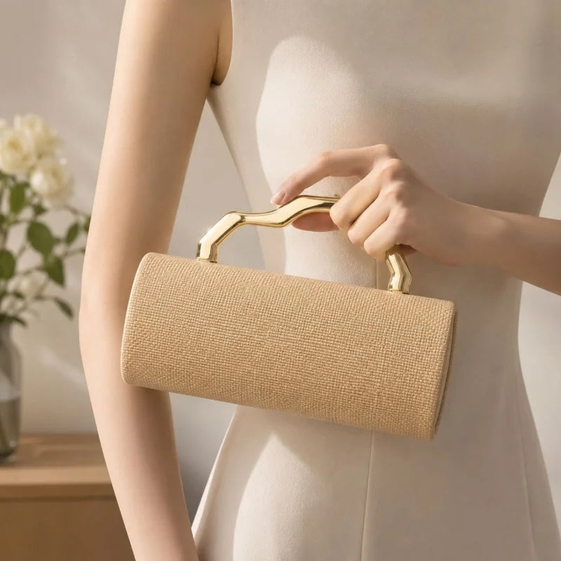 Farrah Straw Barrel Evening Clutch