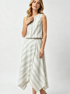 Jacinda Striped Button Top & Midi Skirt Set