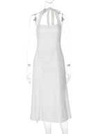 Marseille White Halter Midi Dress