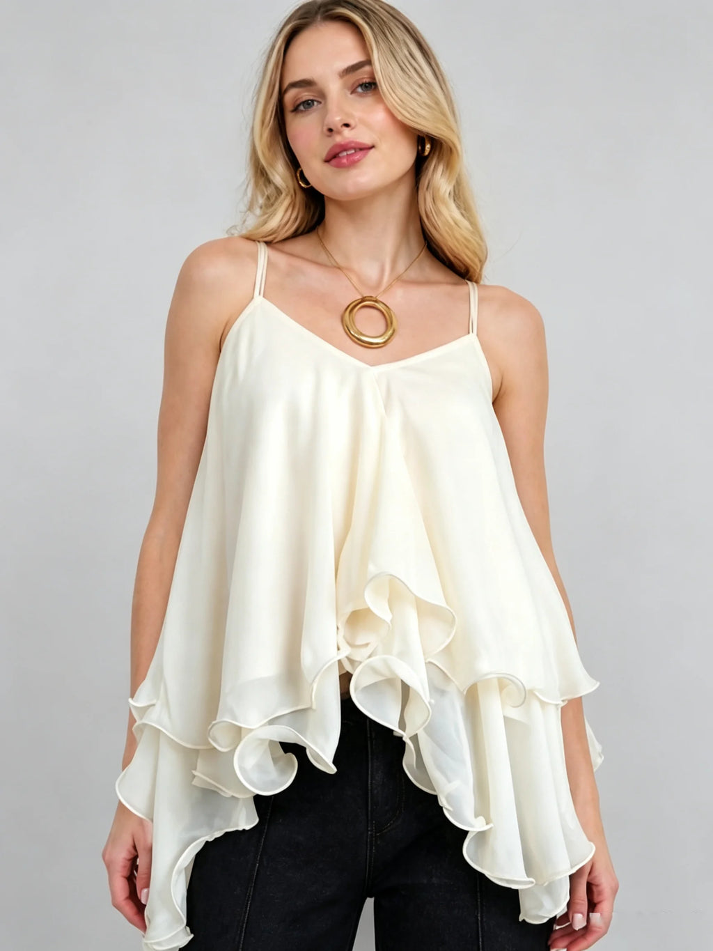Arden Ruffle-Hem Cami Tank