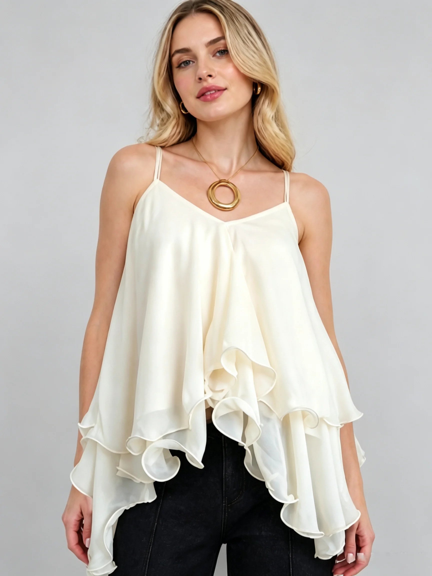 Arden Ruffle-Hem Cami Tank