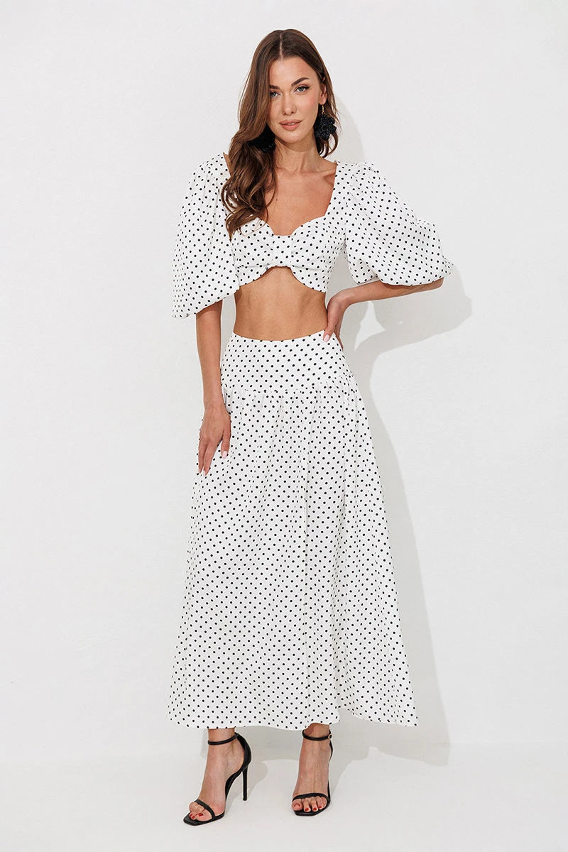Journee Twist-Front Crop Top & Long Skirt Set