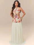 Rosetta Floral Lace-Up Maxi Dress
