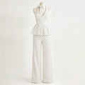Jolie Polka Dot Peplum & Wide-Leg Pants Set