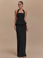 Meraude Backless Halter Top & Long Skirt Set